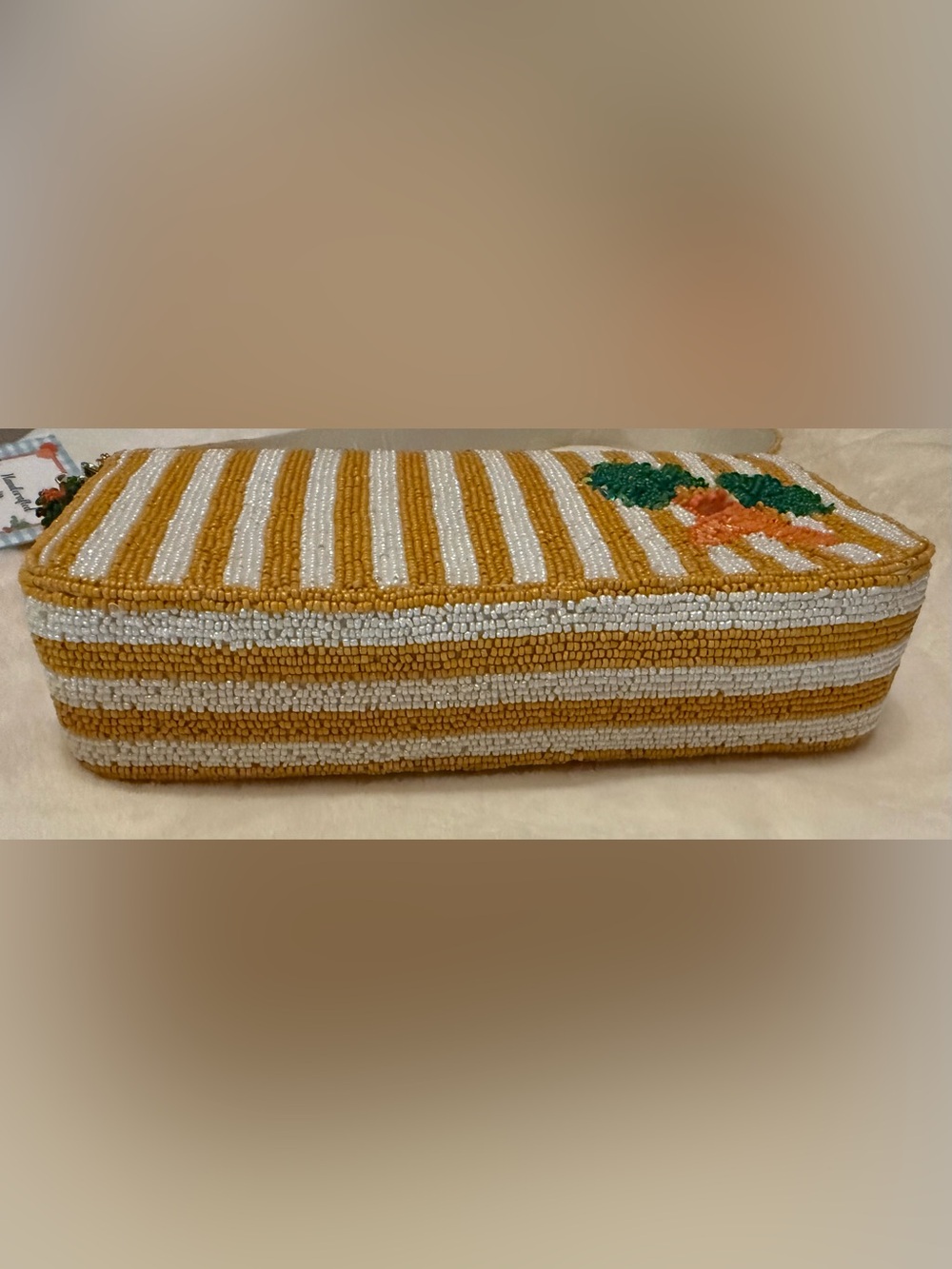 Hand crafted India Beaded Carrots Shoulder Bag Yellow-Green. NWT Tik Tok Viral - Picture 5 of 9